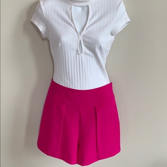 Bebe Pink Crepe Flap Overlay Shorts - Picture 3 of 5